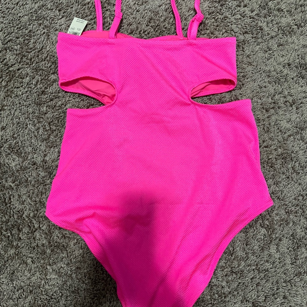 Vibrant Pink Cutout Swimsuit - Picture 2 of 4